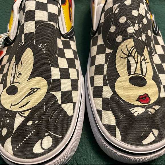 Vans Slip On Disney Mickey Minnie Mouse Checkerboard Flames 90th Anniversary - Picture 5 of 15